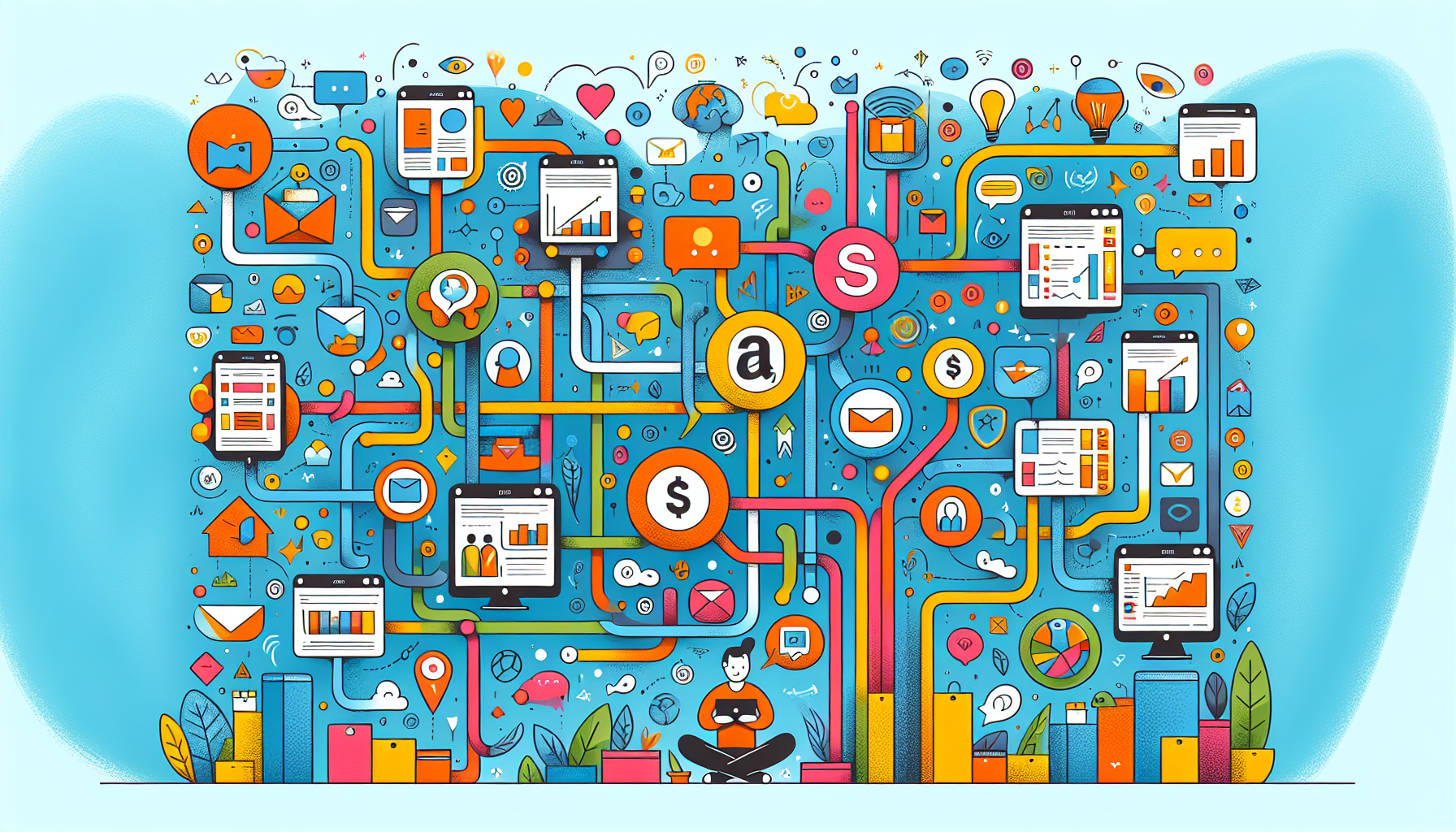 Illustration depicting multi-account support in Magento Amazon integration.