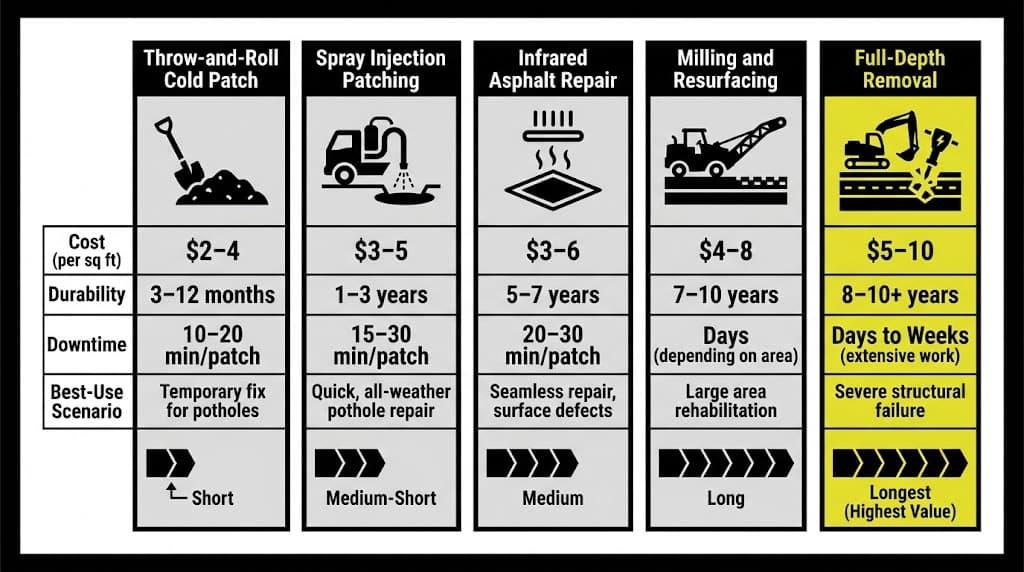 Common Pothole Patching Methods: From Temporary Fixes to Long-Term Repairs