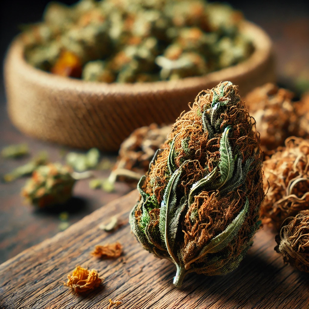 A close-up of an airtight glass jar filled with fresh cannabis buds, stored in a dark, cool environment, highlighting the importance of proper weed storage for freshness and potency.