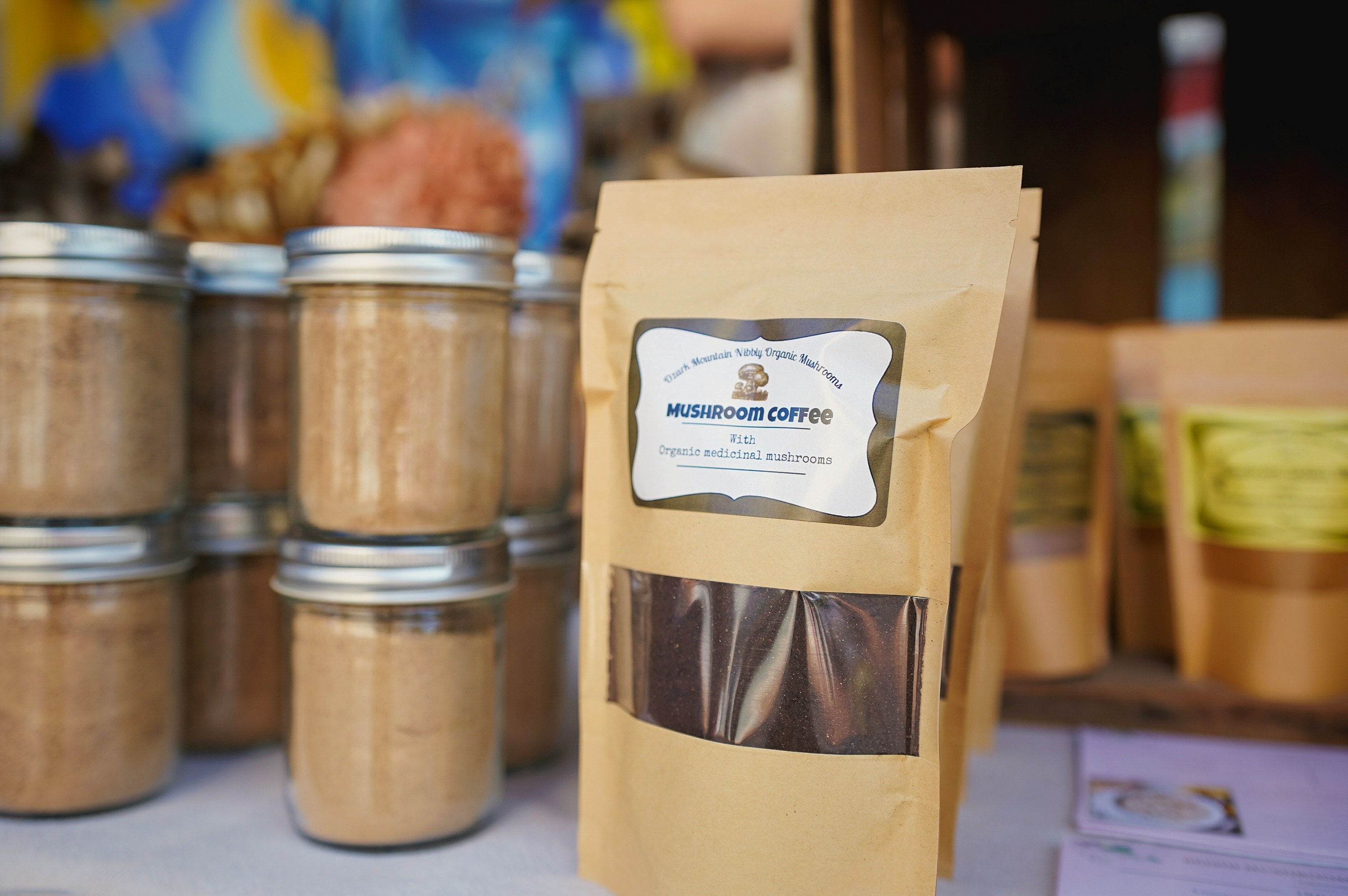 Organic coffee with chaga mushrooms, lion's main and turkey tail, add coconut milk for extra taste
