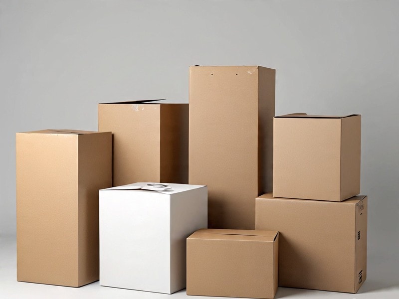 An image showing stacked cardboard boxes in various sizes.