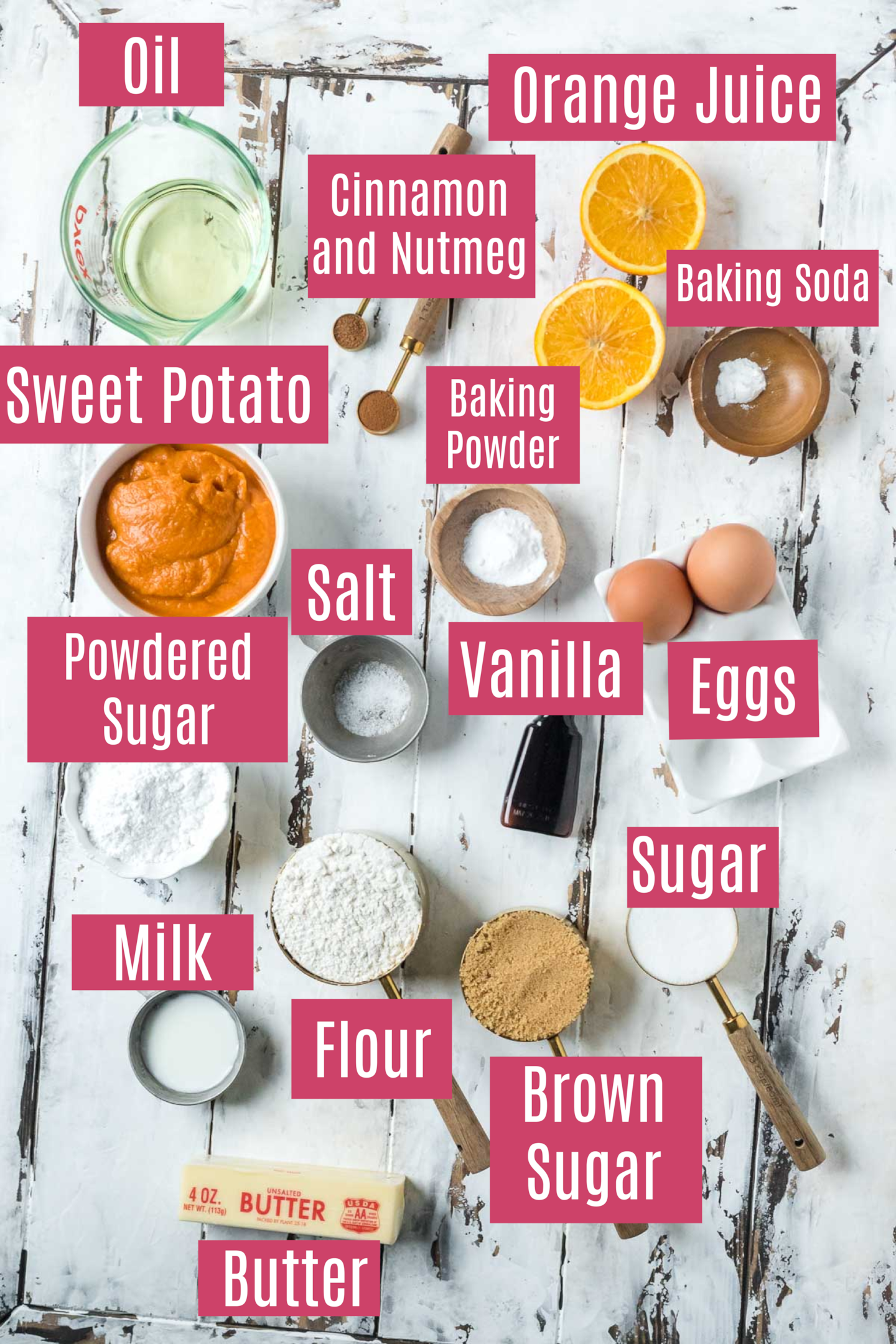 ingredients for sweet potato bread recipe