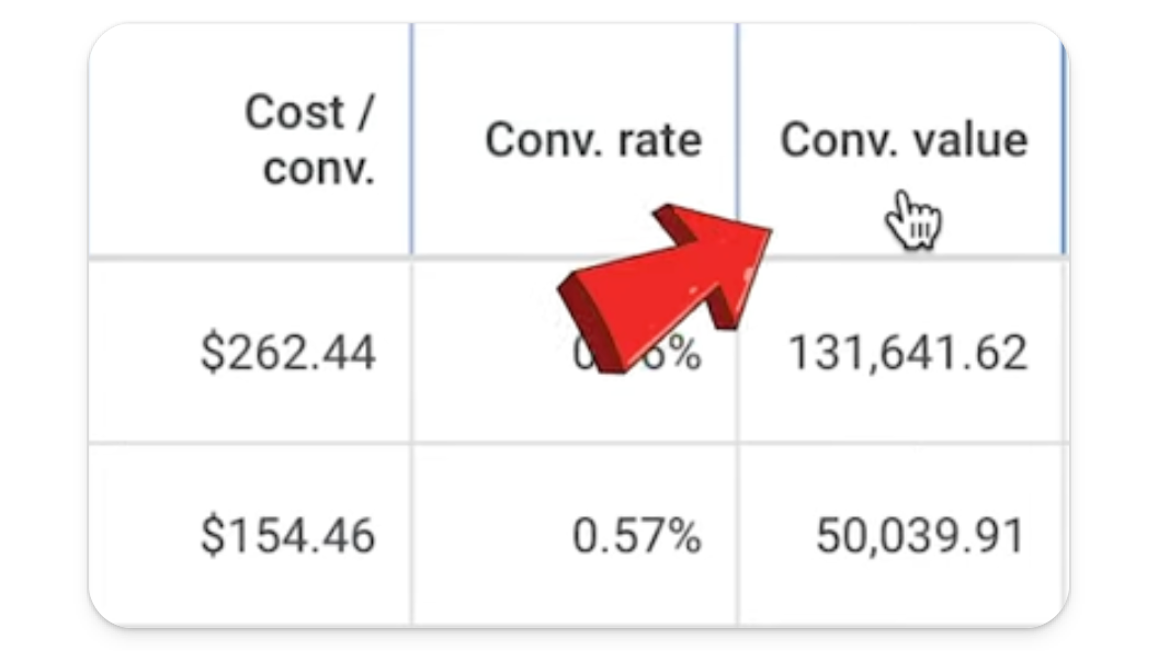 Conversion value column in Google Ads