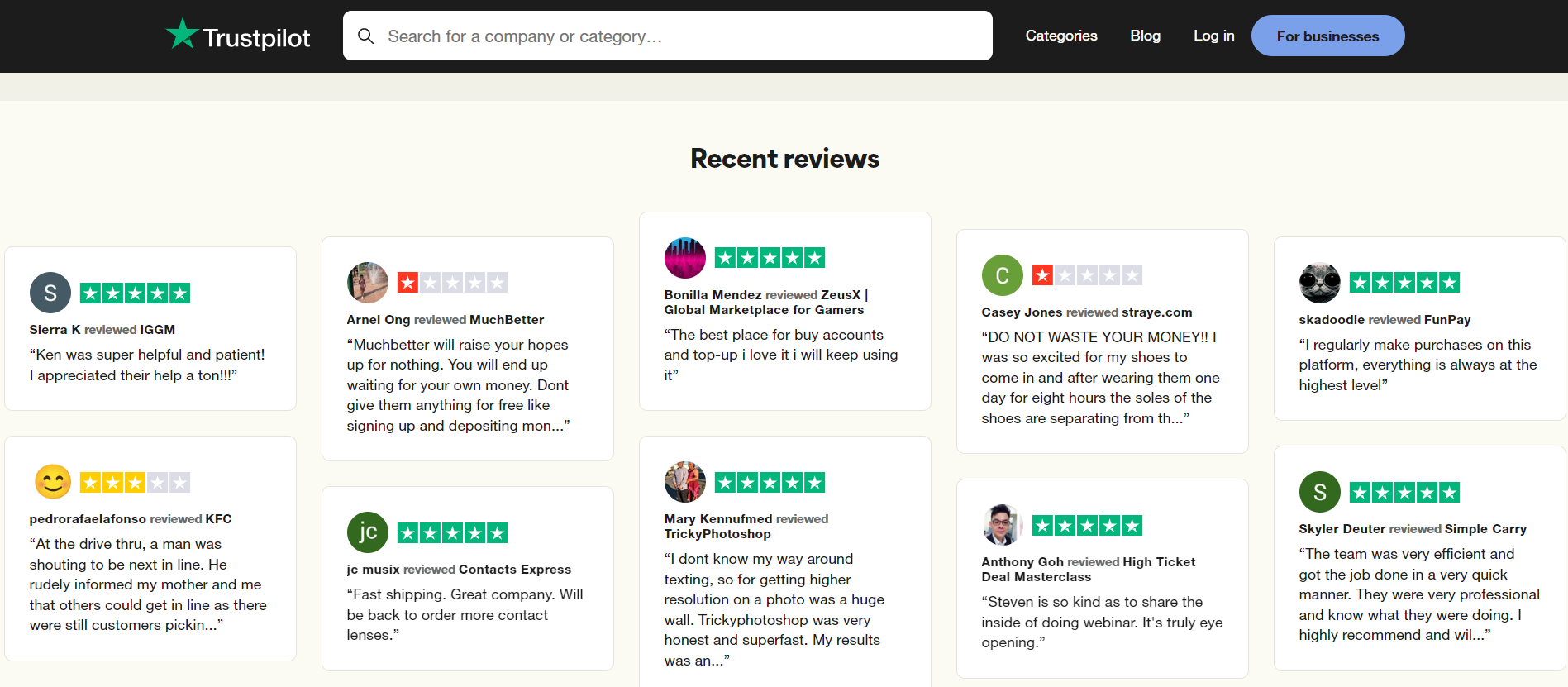 Trustpilot - Review site example