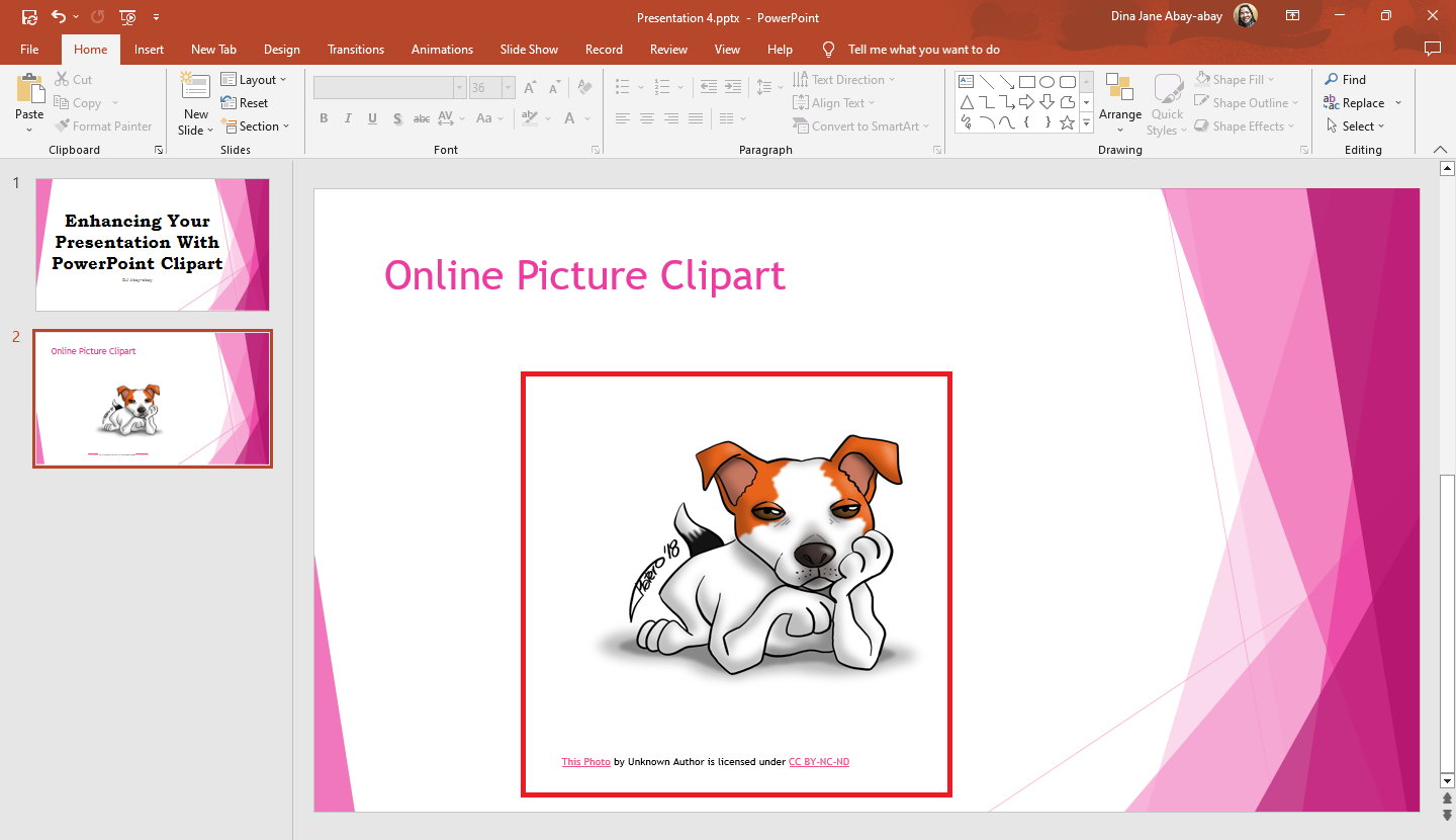 Move and drag the clipart images, after you click "Insert."