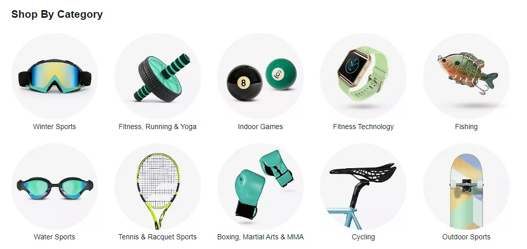 eBay offers a variety of categories when it comes to sports.