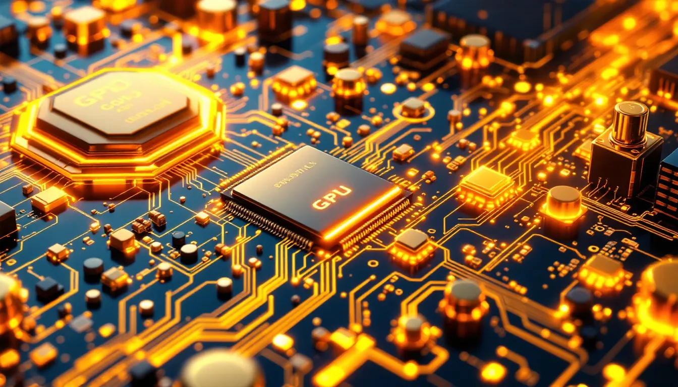 An illustration showing the gold content in a computer, highlighting various components.