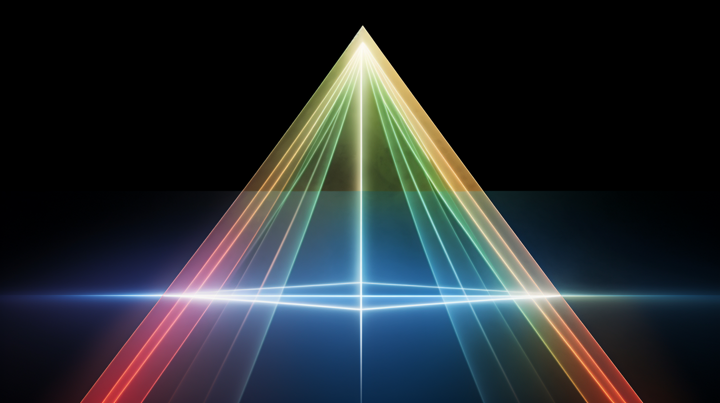 diagram of a prism of white light and rainbow