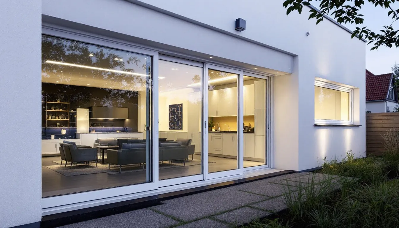 Een modern huis in Utrecht met nieuwe witte kunststof kozijnen en openslaande deuren die naar de tuin leiden. De strakke afwerking en het vakmanschap van de kunststof kozijnen geven het huis een frisse uitstraling.