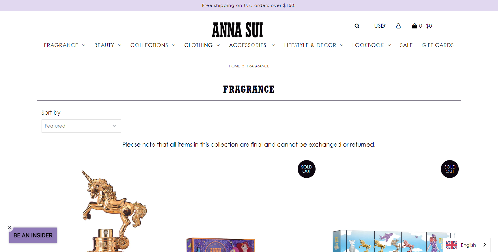 Page de destination d'Anna Sui