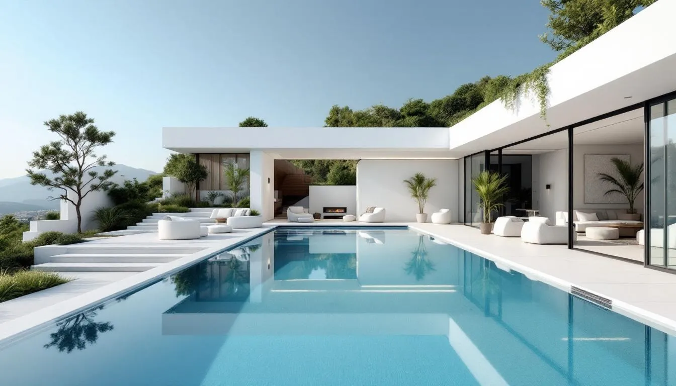 A beautifully designed outdoor living space showcasing a swimming pool area, emphasizing the ultimate guide to landscape design.
