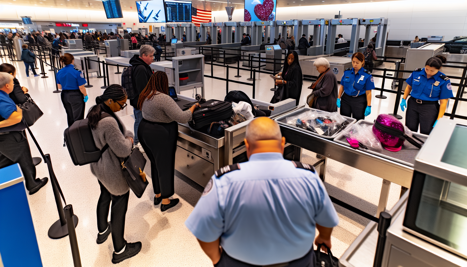 Security checkpoint at Terminal B, Newark Airport