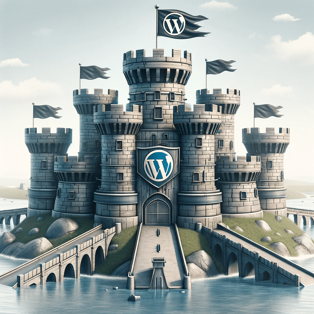 Sitio WordPress seguro como un castillo fortificado. Administrador de archivos | Posiciona.Digital