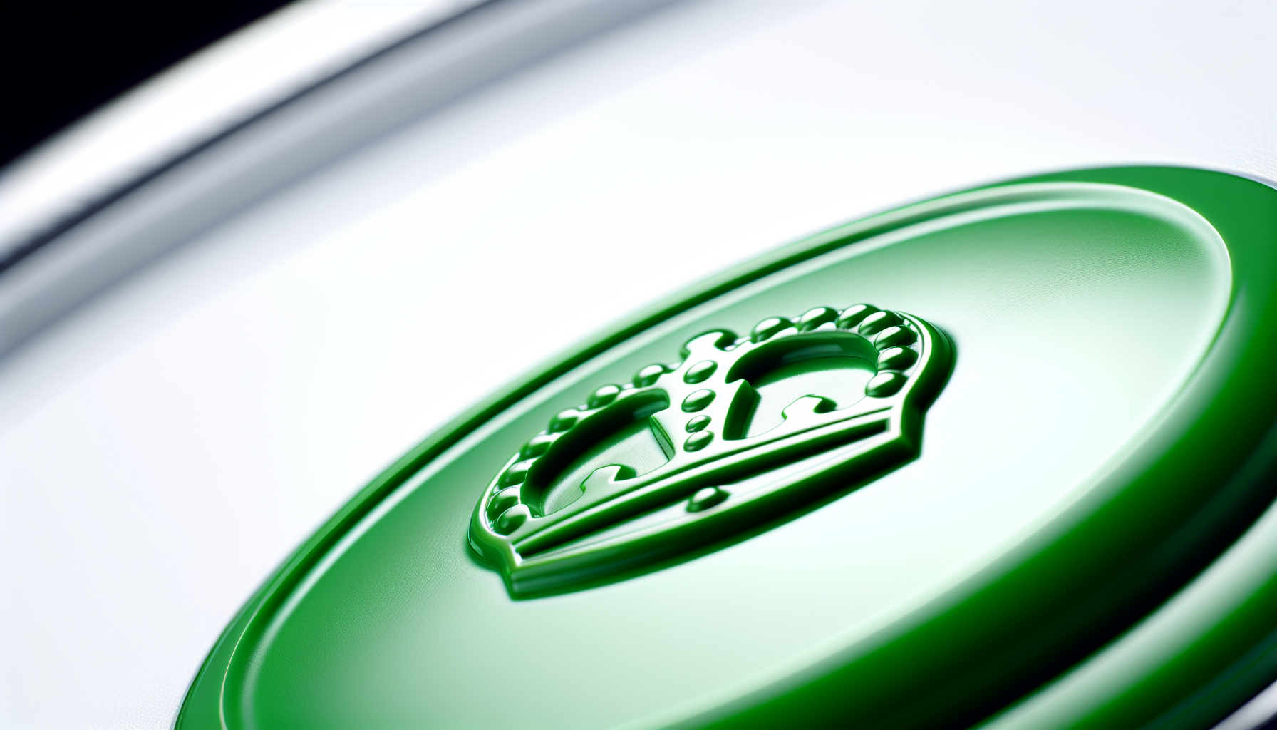 A close-up of the iconic green Rolex seal, symbolizing quality and excellence