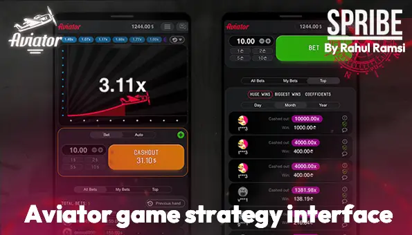 Aviator game interface showing optimal betting options and cashout strategies