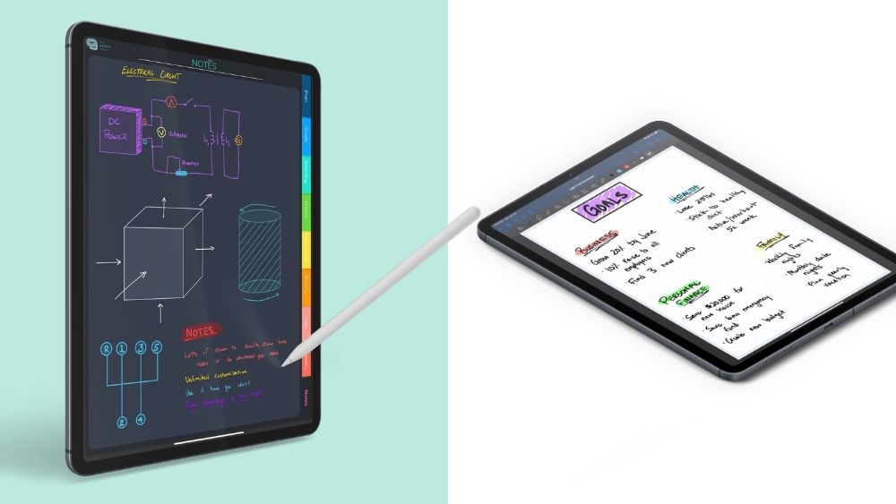 notes pages layout on digital planners compatible with goodnotes and notability