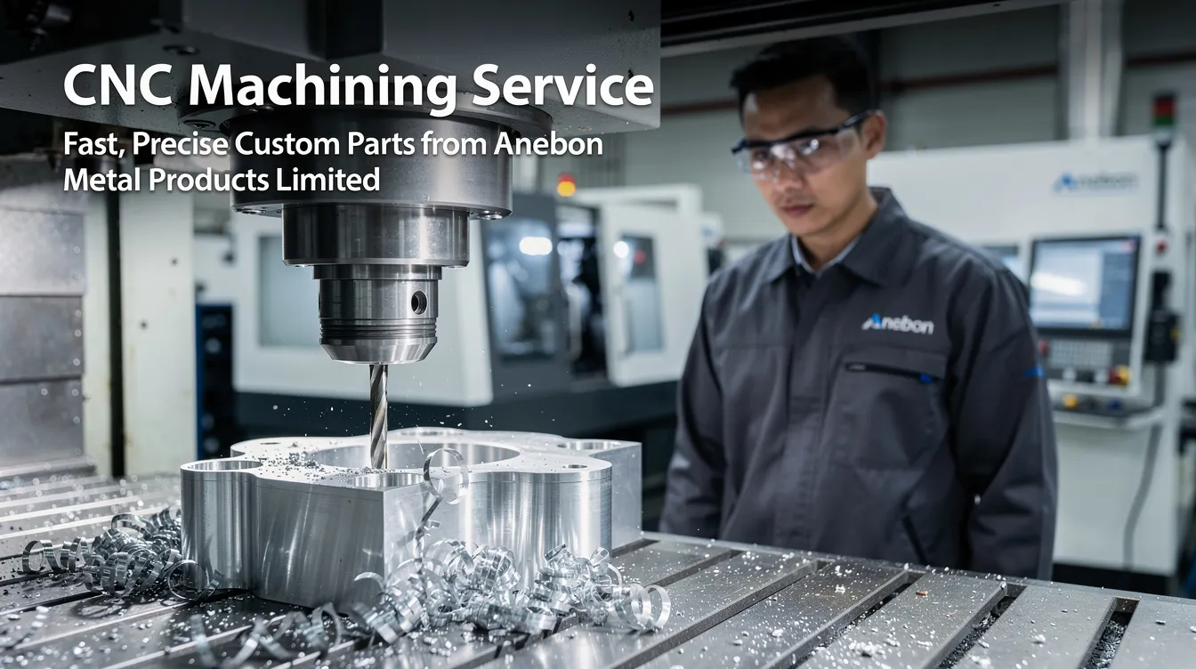 The image showcases a CNC machining service facility, featuring advanced cutting machines and various metal parts, including stainless steel and alloy steel components. This environment emphasizes precision and efficiency in producing custom machined parts, highlighting the manufacturing process and the advantages of CNC technology for diverse industries.