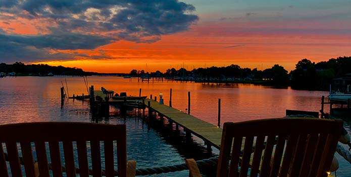 dock at sunset