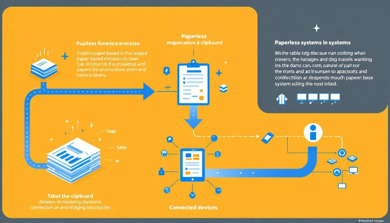 Visual representation of overcoming challenges in adopting paperless systems in manufacturing.
