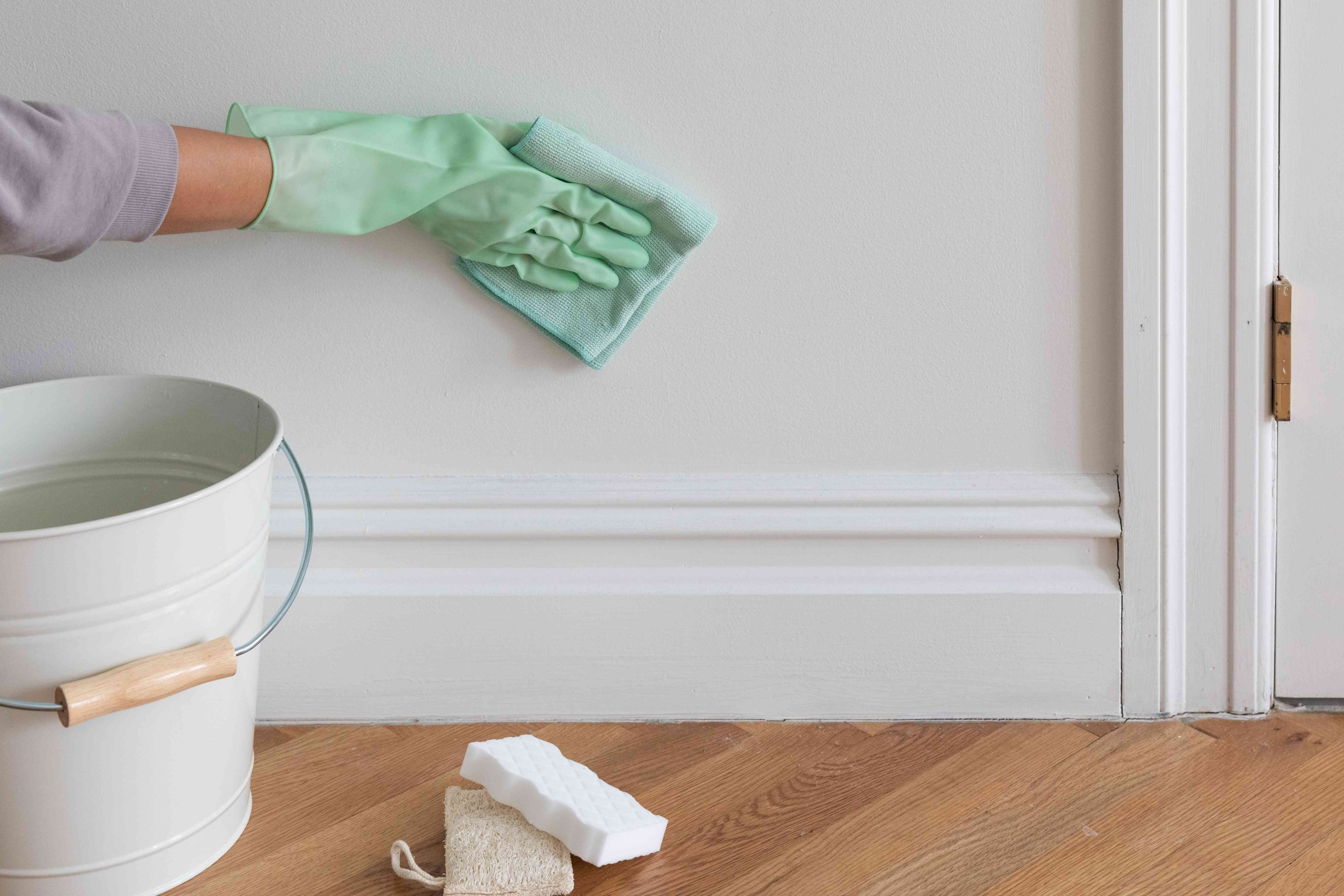 Remove sticky residue and dust on high traffic areas of your walls using lint-free cloth