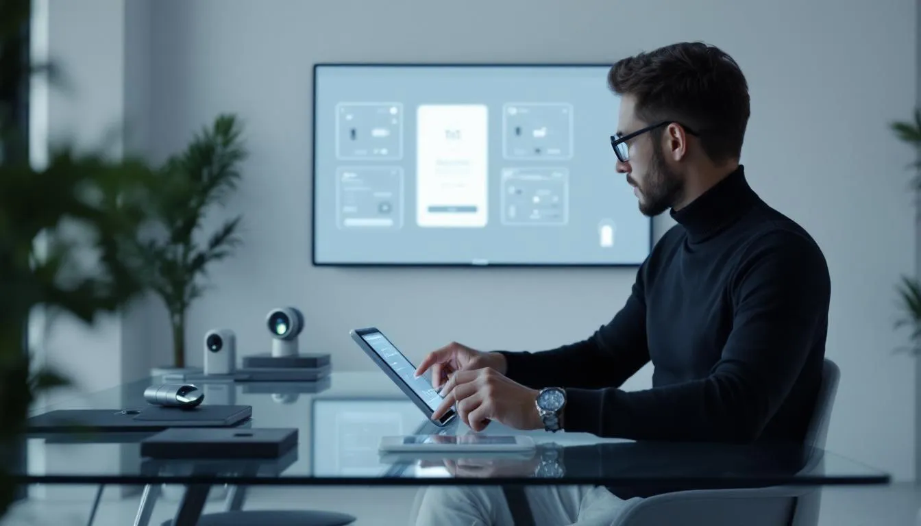 A designer working on custom branding for smart door locks, showcasing the design process.