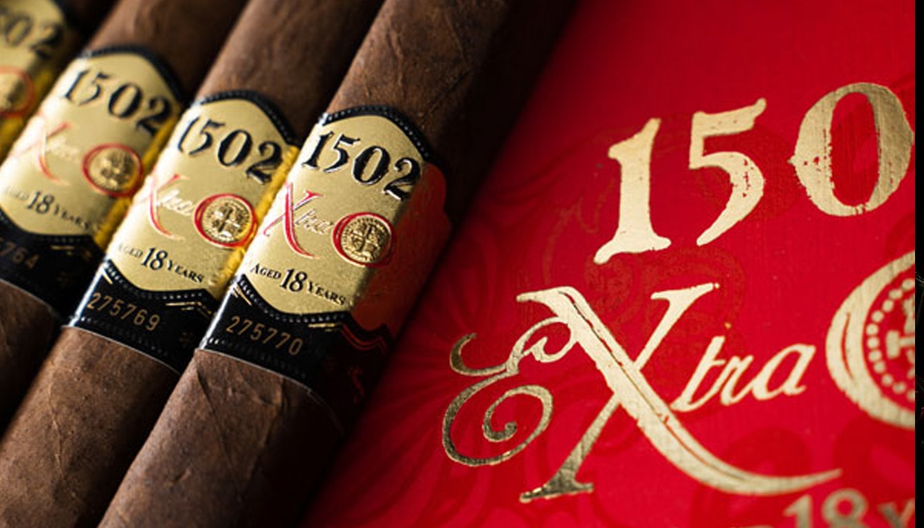 A collection of 1502 XO cigars displayed elegantly.