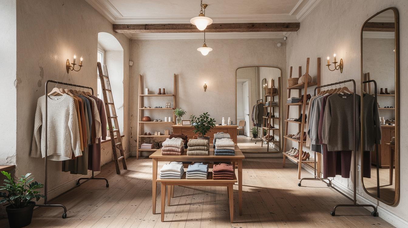 Mysig och ren lite vintagebutik efter en butiksstädning