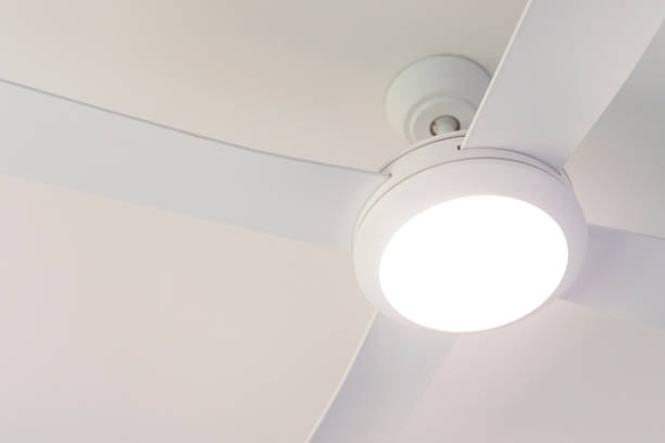 Ceiling fan with a compact fluorescent lamp.