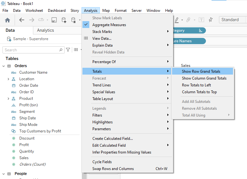 Adding totals to tables