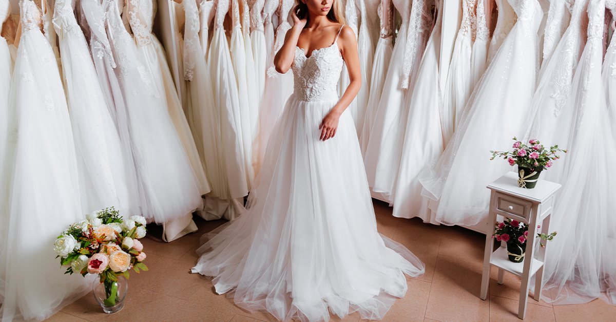 bride choosing dresses