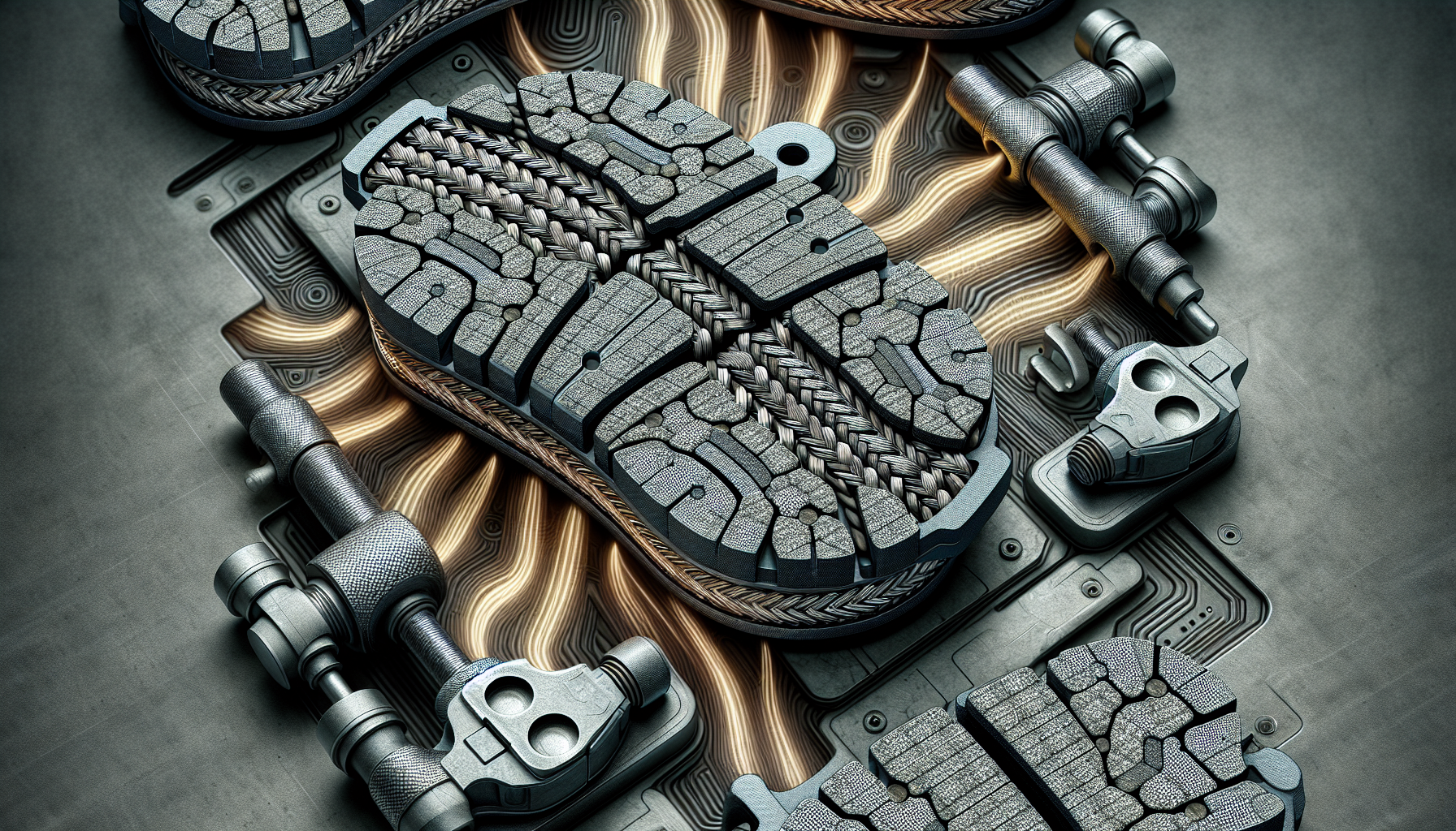 Illustration of semi-metallic brake pads
