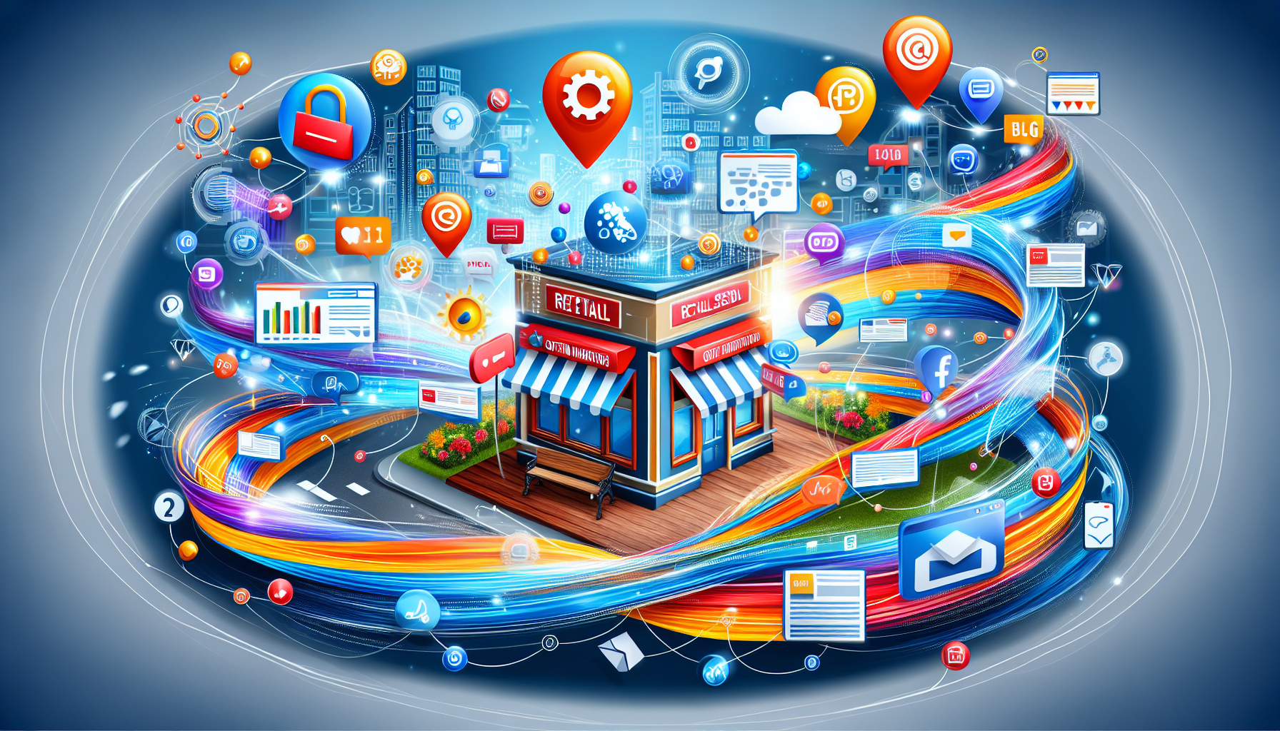 An engaging illustration of content marketing strategies for retail SEO.