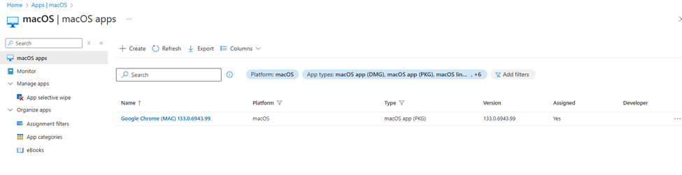 the Google Chrome macOS is now deployed from Patch My PC to Intune