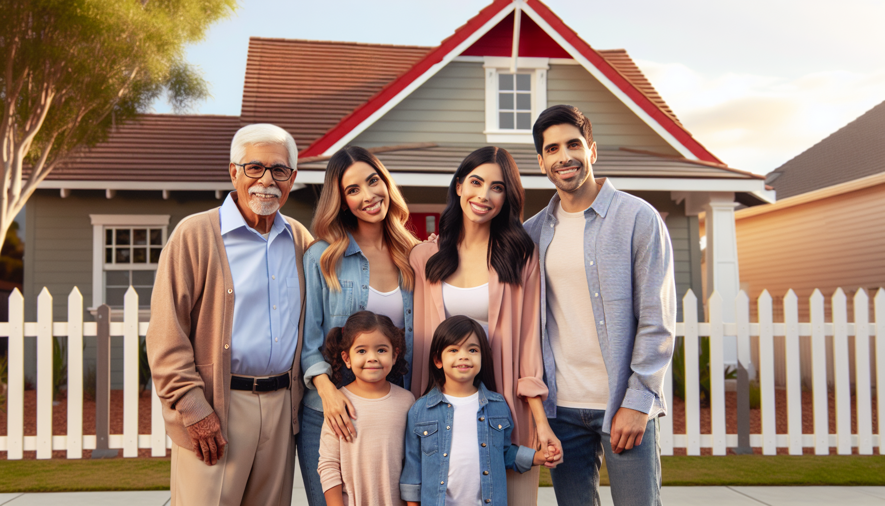 Illustration of a family standing in front of a house, symbolising first home buyer schemes in NSW