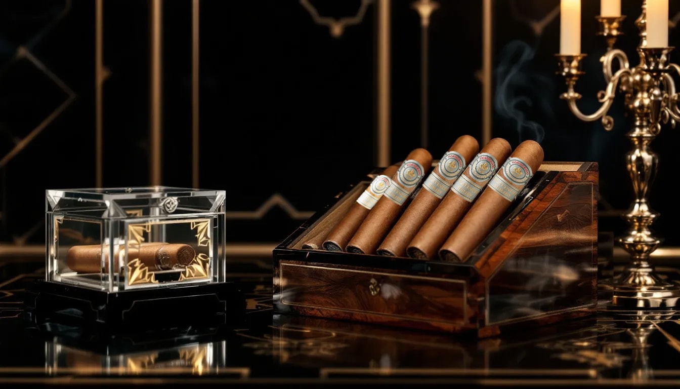 A selection of Montecristo Platinum series cigars with a luxurious backdrop.