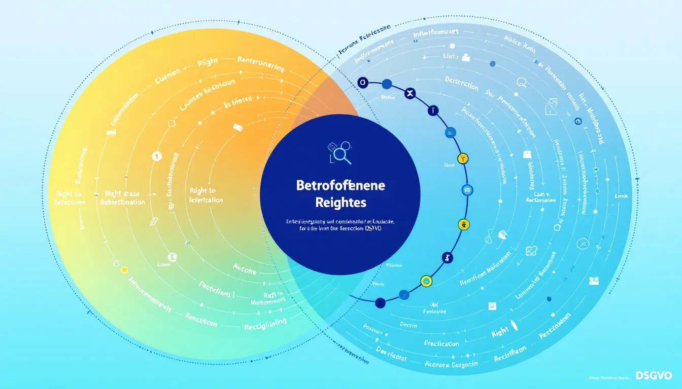 Visualisierung der verschiedenen Betroffenenrechte gemäß DSGVO.