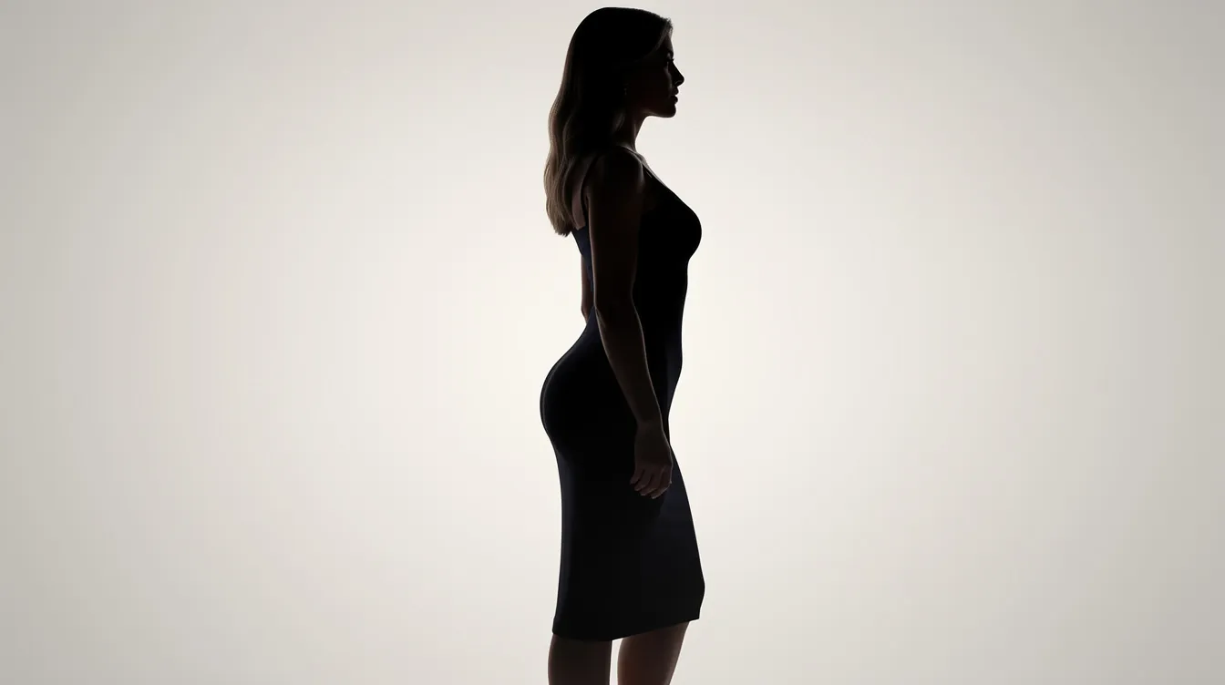 The image depicts a woman's silhouette from the side, showcasing hourglass body proportions, which may be enhanced through procedures like the Brazilian butt lift. This illustration emphasizes the natural curves that can result from techniques such as fat transfer and grafting, highlighting the body contouring benefits of the Brazilian butt lift surgery.