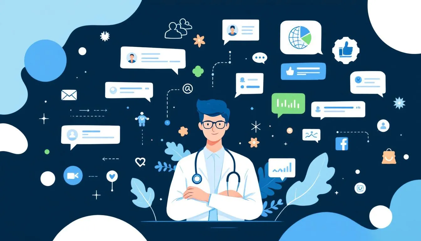 A healthcare professional engaging with patients through social media marketing.