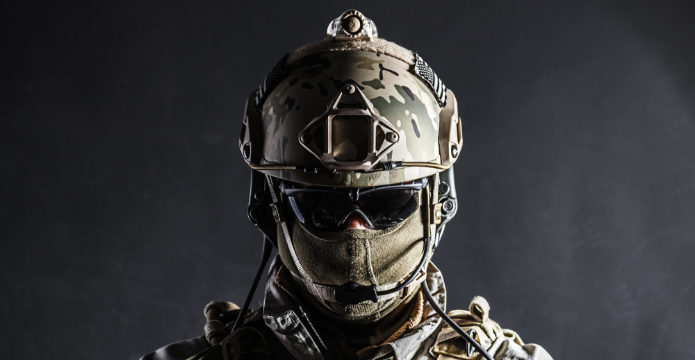 soldier wearing tactical helmet