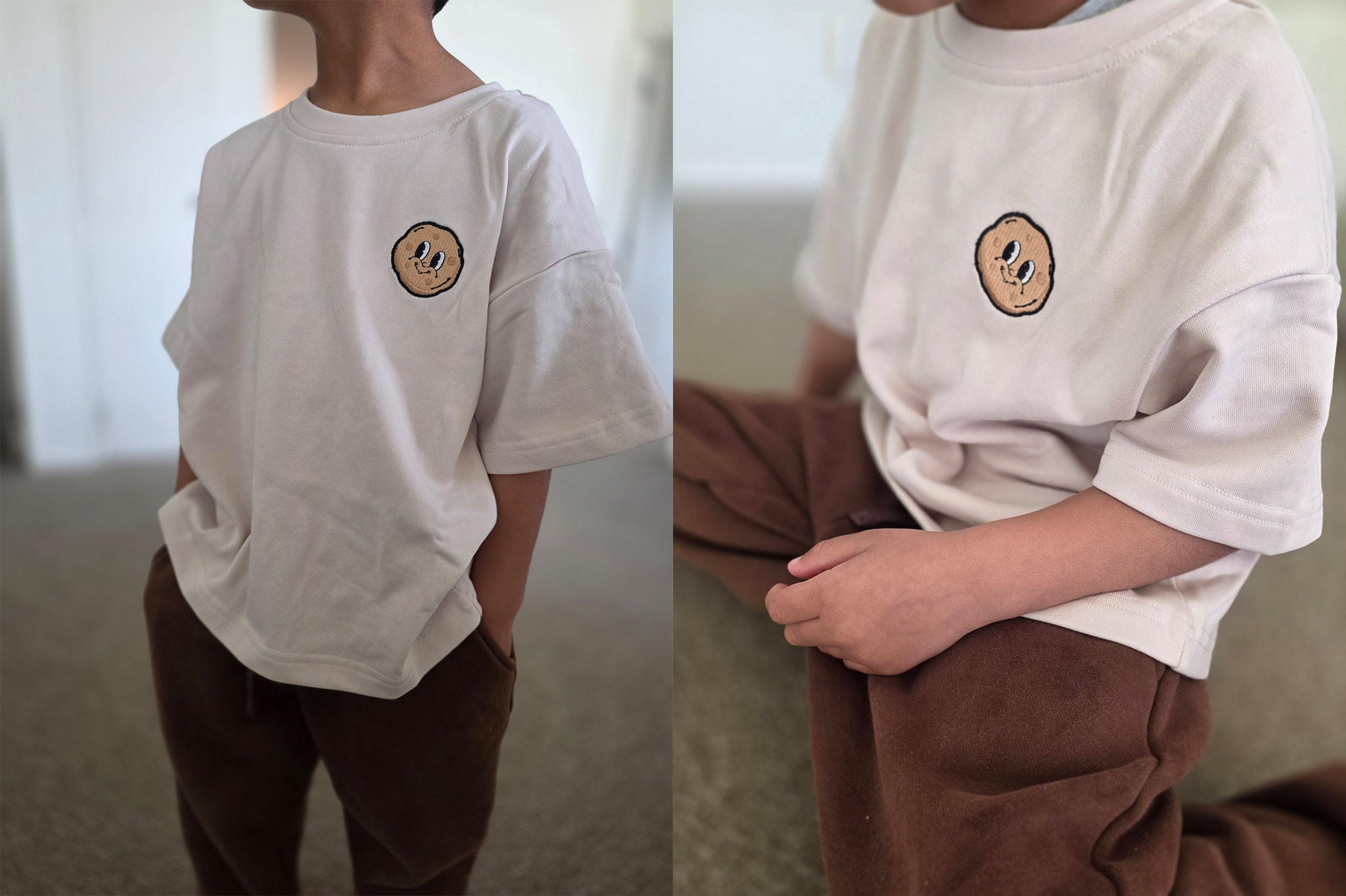 Kids Fashion. Toddler Model in Kids Clothes | Wearing a combination of children summer set tee shirt and pants.