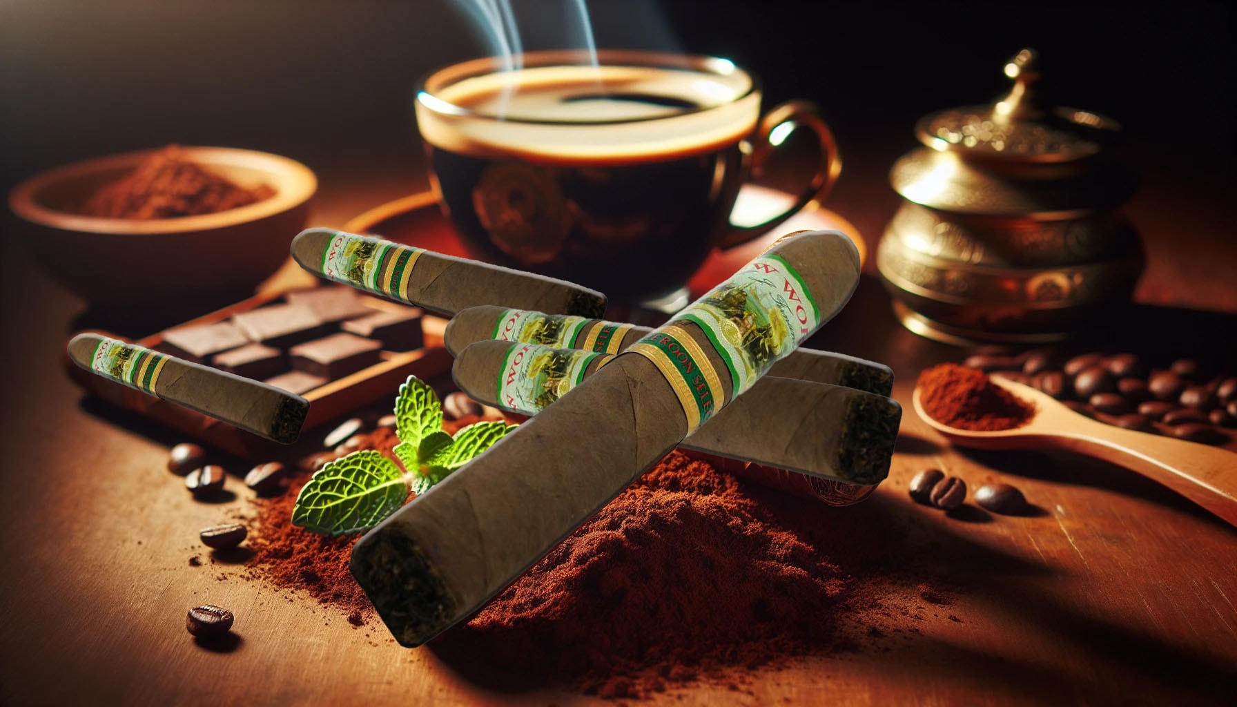 Illustration of the balanced blend of flavors in New World Cameroon Toro cigars