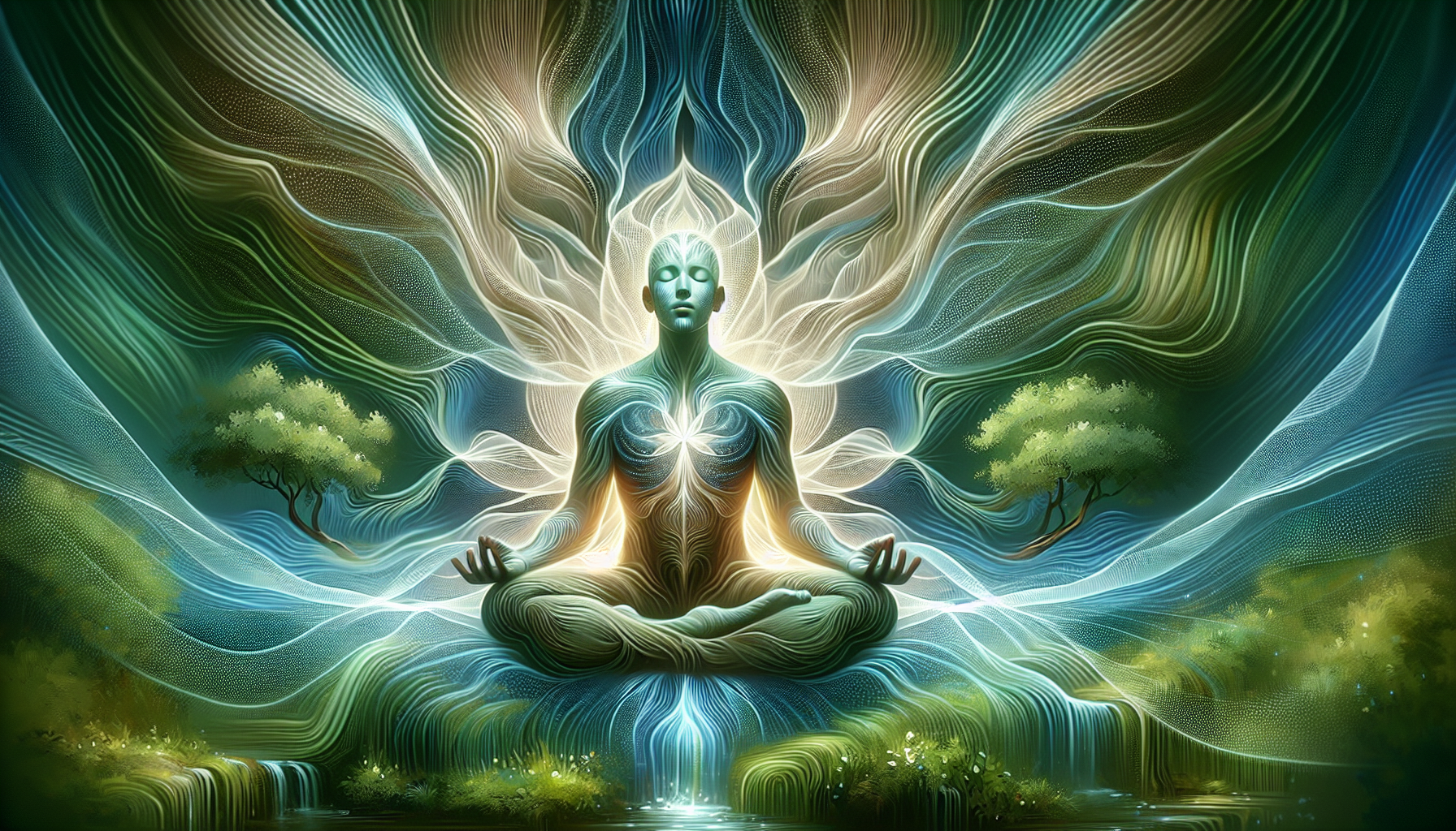 Illustration of person practicing somatic breathwork