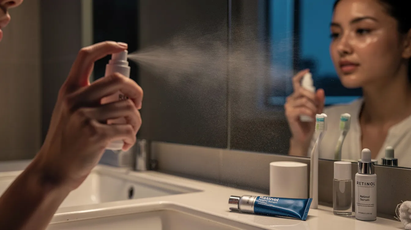 Simple nighttime routine for using hypochlorous acid with retinol
