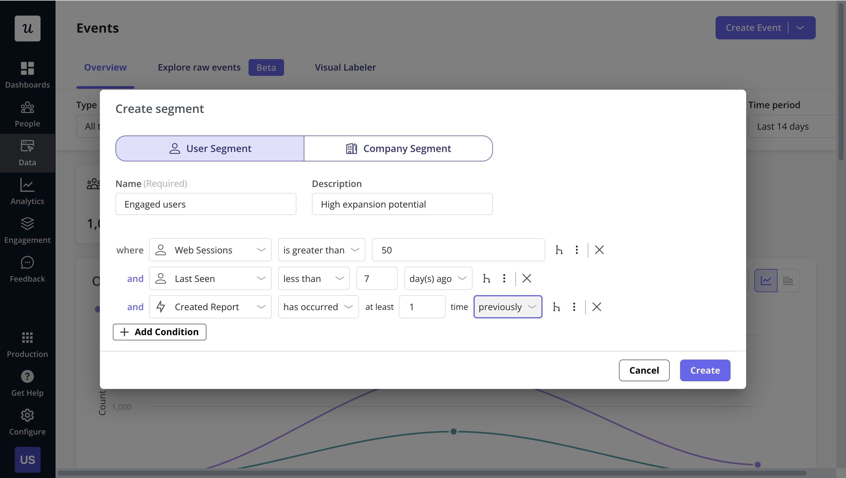 User segmentation in Userpilot