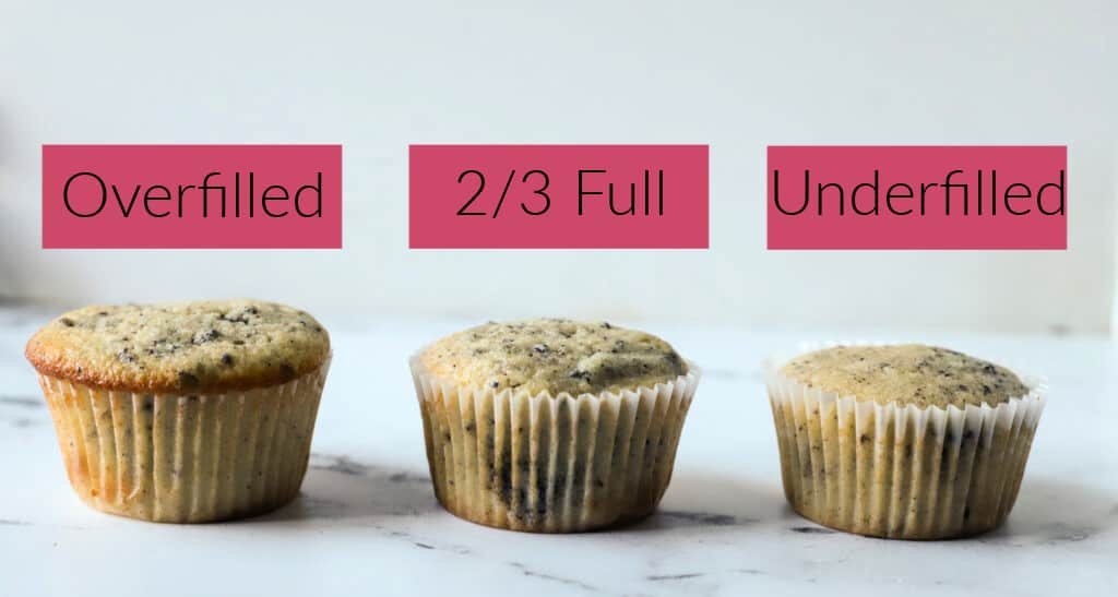 three oreo cupcakes filled and baked differently