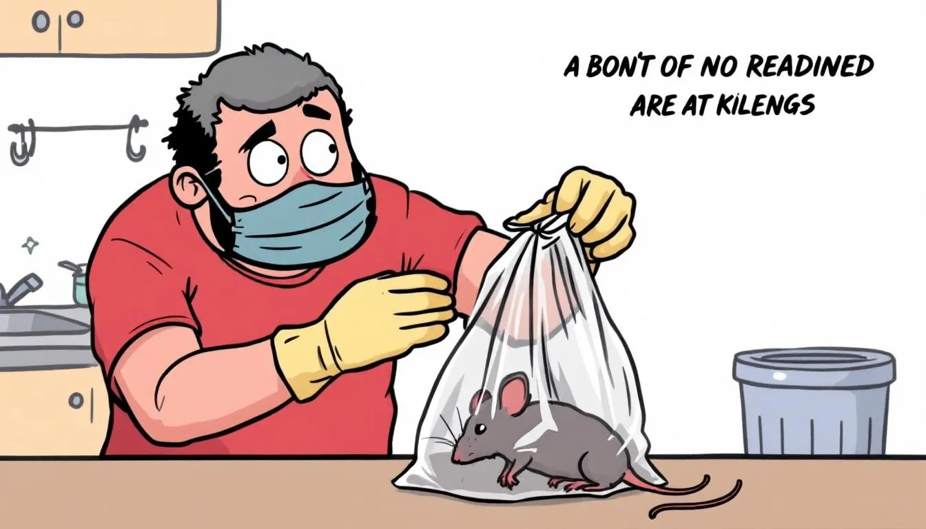 A safe disposal method for dead rodents, using sealed plastic bags.