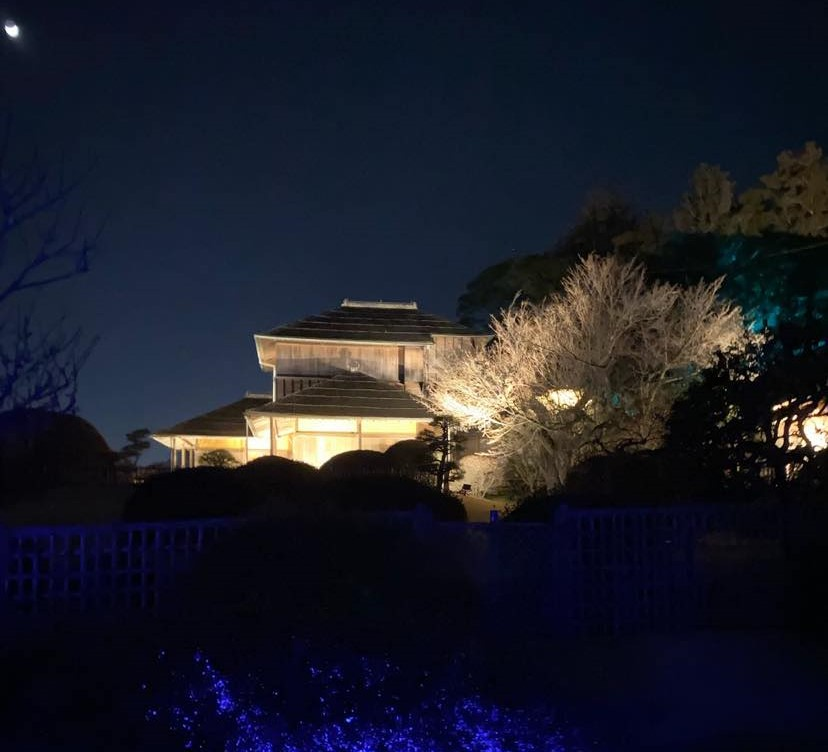 Kobuntei (during illumination) in Kairakuen Main Garden