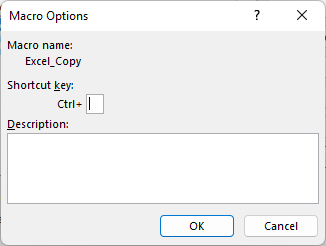Create shortcut key for a macro