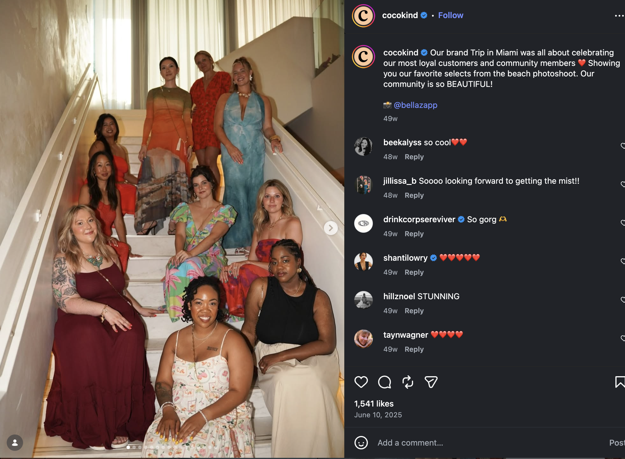 From Cocokind's instagram page of community members on a brand trip in Miami, Florida