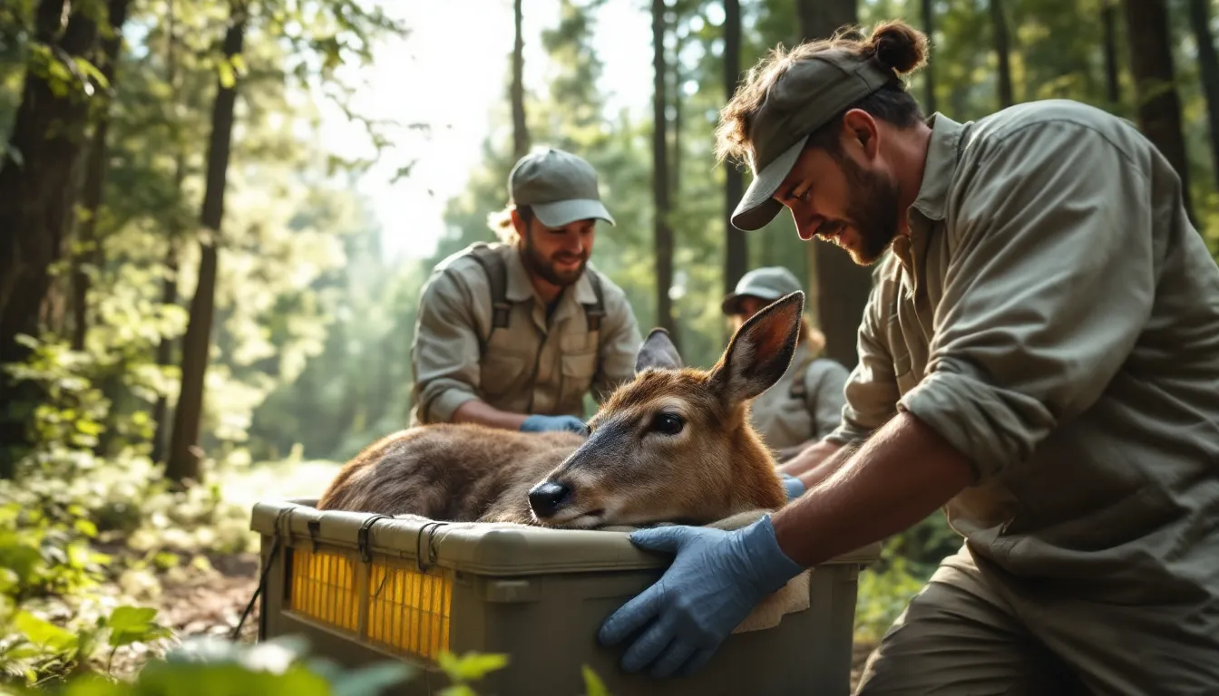 Legal considerations in wildlife relocation are depicted.